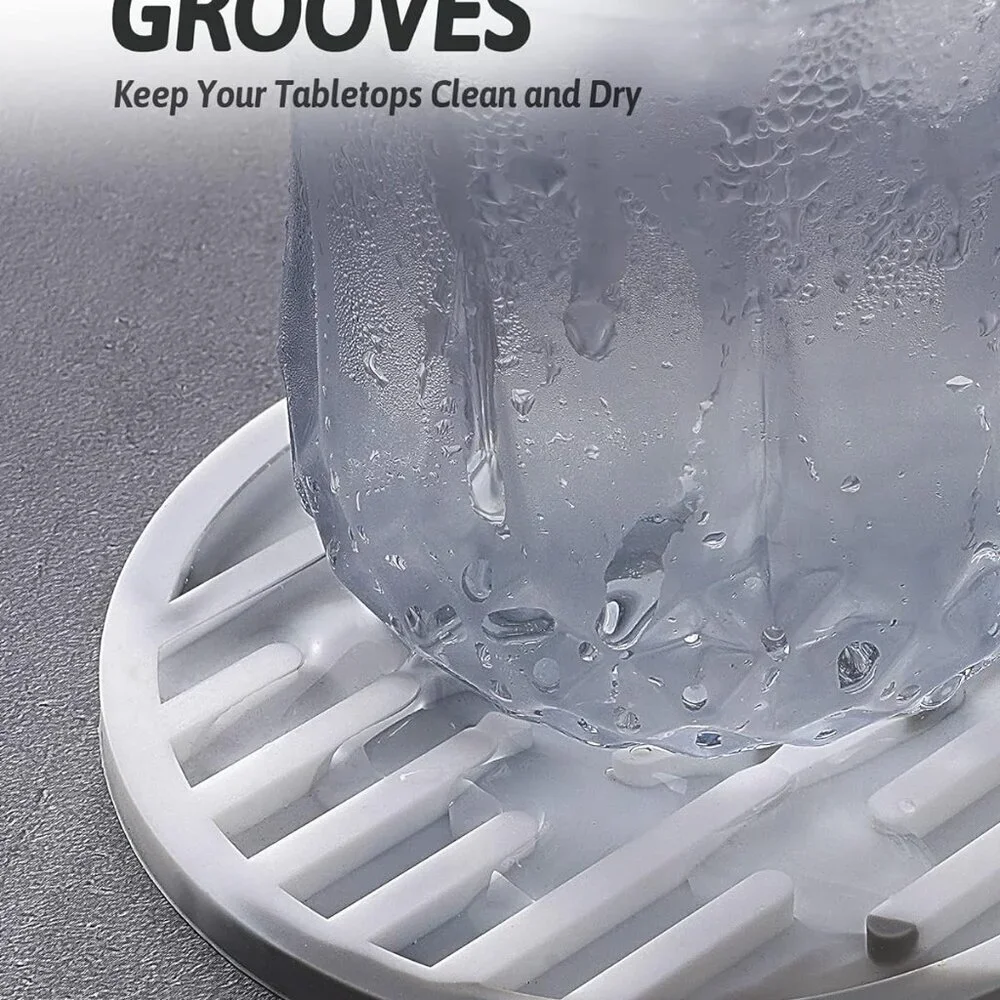 Silicone Coasters for Drinks Set of 6 with Holder - Waterproof Non-Slip Reusable